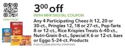 Publix Cheez-it, Pringles, Pop-tarts, Rice Krispies Treats, Nutri-grain, Special K or Eggo products offer