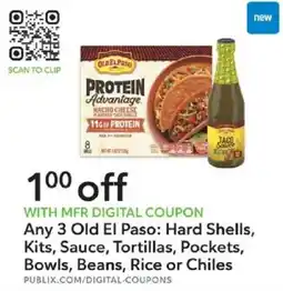 Publix Old El Paso Hard Shells, Kits, Sauce, Tortillas, Pockets, Bowls, Beans, Rice or Chiles offer