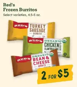 Sprouts Farmers Market Red's frozen burritos offer
