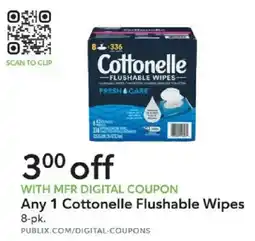 Publix Cottonelle Flushable Wipes offer