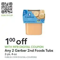 Publix Gerber 2nd Foods Tubs offer