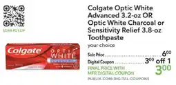 Publix Colgate optic white toothpaste offer