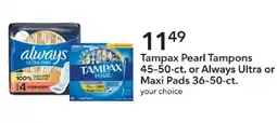 Publix Tampax Pearl Tampons or Always Ultra or Maxi Pads offer