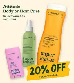 Sprouts Farmers Market Attitude Body or Hair Care offer
