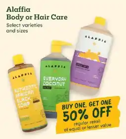 Sprouts Farmers Market Alaffia Body or Hair Care offer