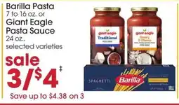 Giant Eagle Barilla Pasta or Giant Eagle Pasta Sauce offer