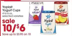 Giant Eagle Yoplait Yogurt Cups offer