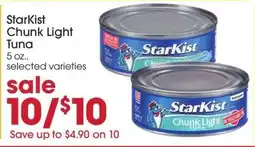 Giant Eagle Starkist Chunk Light Tuna offer