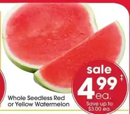 Giant Eagle Whole Seedless Red or Yellow Watermelon offer