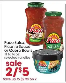 Giant Eagle Pace salsa, picante sauce or queso bowls offer