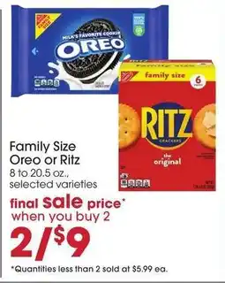 Giant Eagle Family Size Oreo or Ritz offer