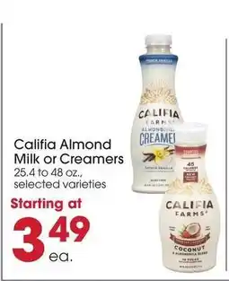 Giant Eagle Califia Almond Milk or Creamers offer