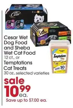 Giant Eagle Cesar Wet Dog Food and Sheba Wet Cat Food or Temptations Cat Treats offer