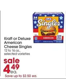 Giant Eagle Kraft or Deluxe American Cheese Singles offer