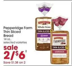 Giant Eagle Pepperidge Farm Thin-Sliced Bread offer