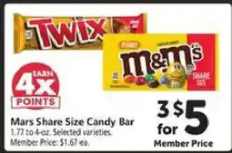 Safeway Mars Share Size Candy Bar offer
