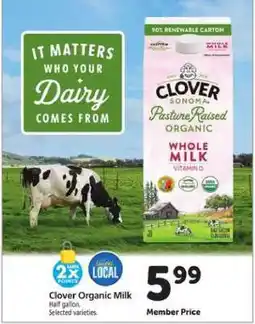 Safeway Clover Organic Milk offer