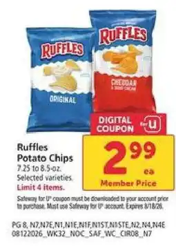 Safeway Ruffles Potato Chips offer