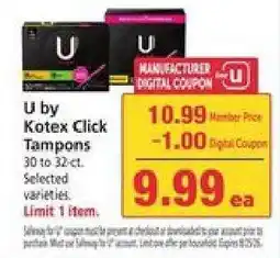 Safeway U by Kotex Click Tampons offer