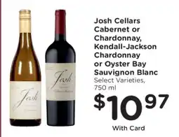 Kroger Josh Cellars Cabernet or Chardonnay, Kendall-Jackson Chardonnay or Oyster Bay Sauvignon Blanc offer