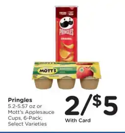 Kroger Pringles or Mott’s Applesauce Cups offer