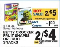 Food Lion BETTY CROCKER FRUIT SHAPES OR FRUIT SNACKS offer