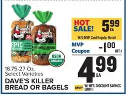 Food Lion DAVE'S KILLER BREAD OR BAGELS offer