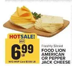 Food Lion Food Lion American or Pepper Jack Cheese offer
