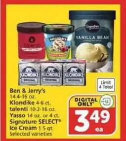 Albertsons Ben & Jerry's, Klondike, talenti, Yasso, Signature SELECT Ice Cream offer