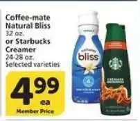 Albertsons Coffee-Mate Natural Bliss or Starbucks Creamer offer