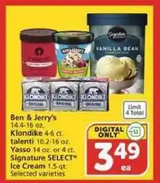 Albertsons Ben & Jerry's, Klondike, talenti, Yasso, Signature SELECT Ice Cream offer