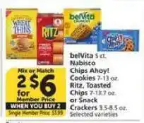 Albertsons belVita, Nabisco Chips Ahoy!, Ritz, Toasted Chips or Snack Crackers offer