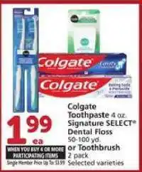 Albertsons Colgate Toothpaste, Signature SELECT Dental Floss, or Toothbrush offer