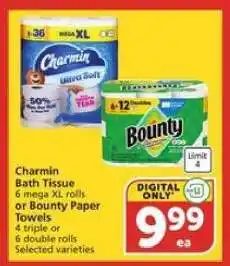 Albertsons Charmin Bath Tissue or Bounty Paper Towels offer