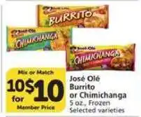 Albertsons José Olé Burrito or Chimichanga offer