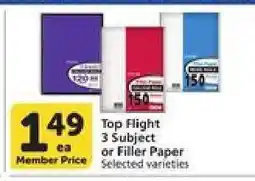 Albertsons Top Flight 3 Subject or Filler Paper offer
