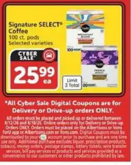 Albertsons Signature Select Coffee offer