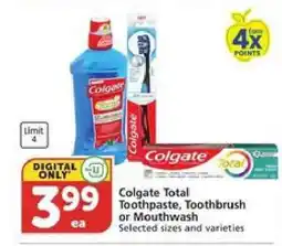 Albertsons Colgate Total Toothpaste, Toothbrush or Mouthwash offer