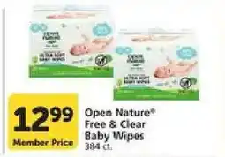 Albertsons Open Nature Free & Clear Baby Wipes offer