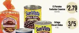 Big Saver Foods El Paraíso Tostadas Caseras, SunVista Black Beans, SunVista Diced Chilies offer