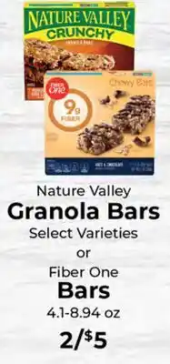 Sunset Foods Nature Valley Granola Bars or Fiber One Bars offer