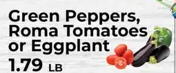 Sunset Foods Green Peppers, Roma Tomatoes or Eggplant offer