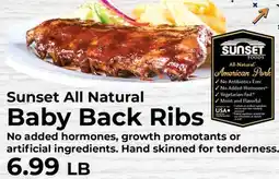 Sunset Foods Sunset All Natural Baby Back Ribs offer