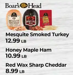 Sunset Foods Boar's Head Mesquite Smoked Turkey Honey Maple Ham Red Wax Sharp Cheddar offer