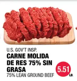 Carnicerias Jimenez U.S. GOV'T INSP. CARNE MOLIDA DE RES 75% SIN GRASA offer