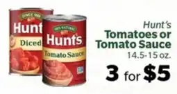Living Fresh Market Hunt's Tomatoes or Tomato Sauce offer