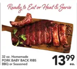 Pete's Fresh Market 32 oz. Homemade PORK BABY BACK RIBS BBQ or Seasoned offer