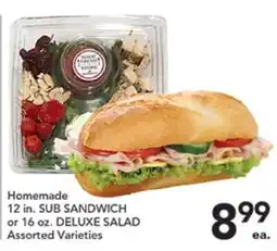 Pete's Fresh Market Homemade 12 in. SUB SANDWICH or 16 oz. DELUXE SALAD offer