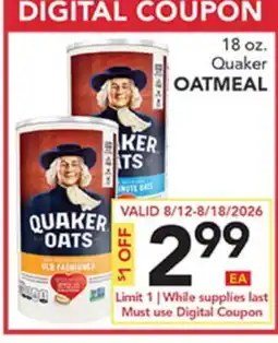 Pete's Fresh Market 18 oz. Quaker OATMEAL offer