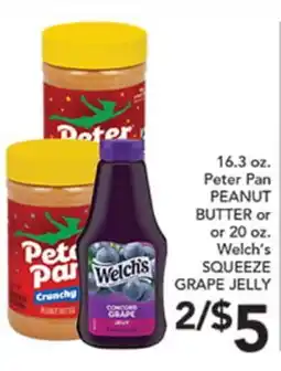 Pete's Fresh Market 16.3 oz. Peter Pan PEANUT BUTTER or or 20 oz. Welch's SQUEEZE GRAPE JELLY offer